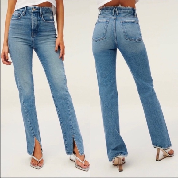 Good American Good Boy Twisted  Slit Ankle Jeans. High Rise. Button fly. Size 15 - Picture 16 of 16